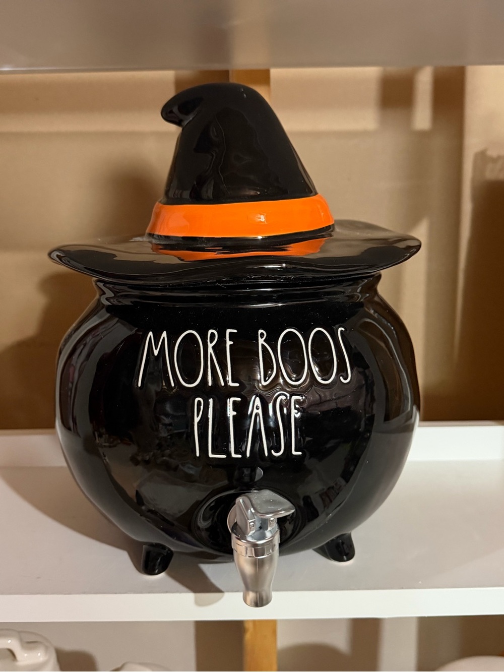 Halloween Witch Cauldron Drink Dispenser - Black & Orange. BNIB